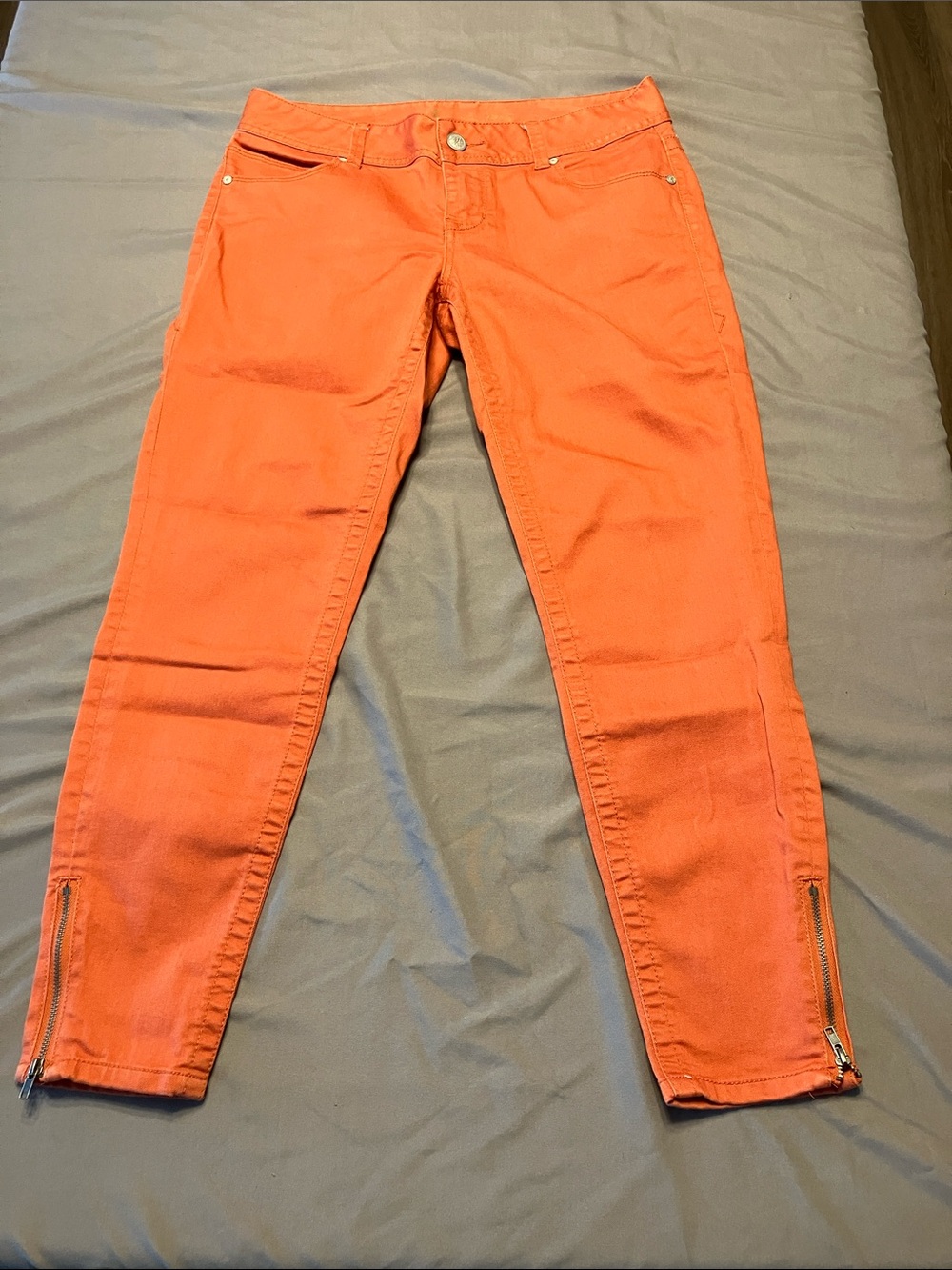 American Rag Vibrant Orange Skinny Zip-Hem Pants